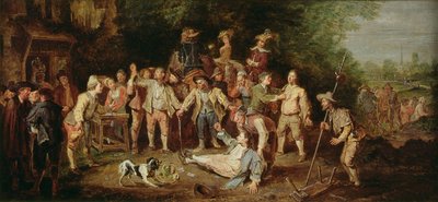 Peasants Brawling Outside a Tavern by Pieter Angillis